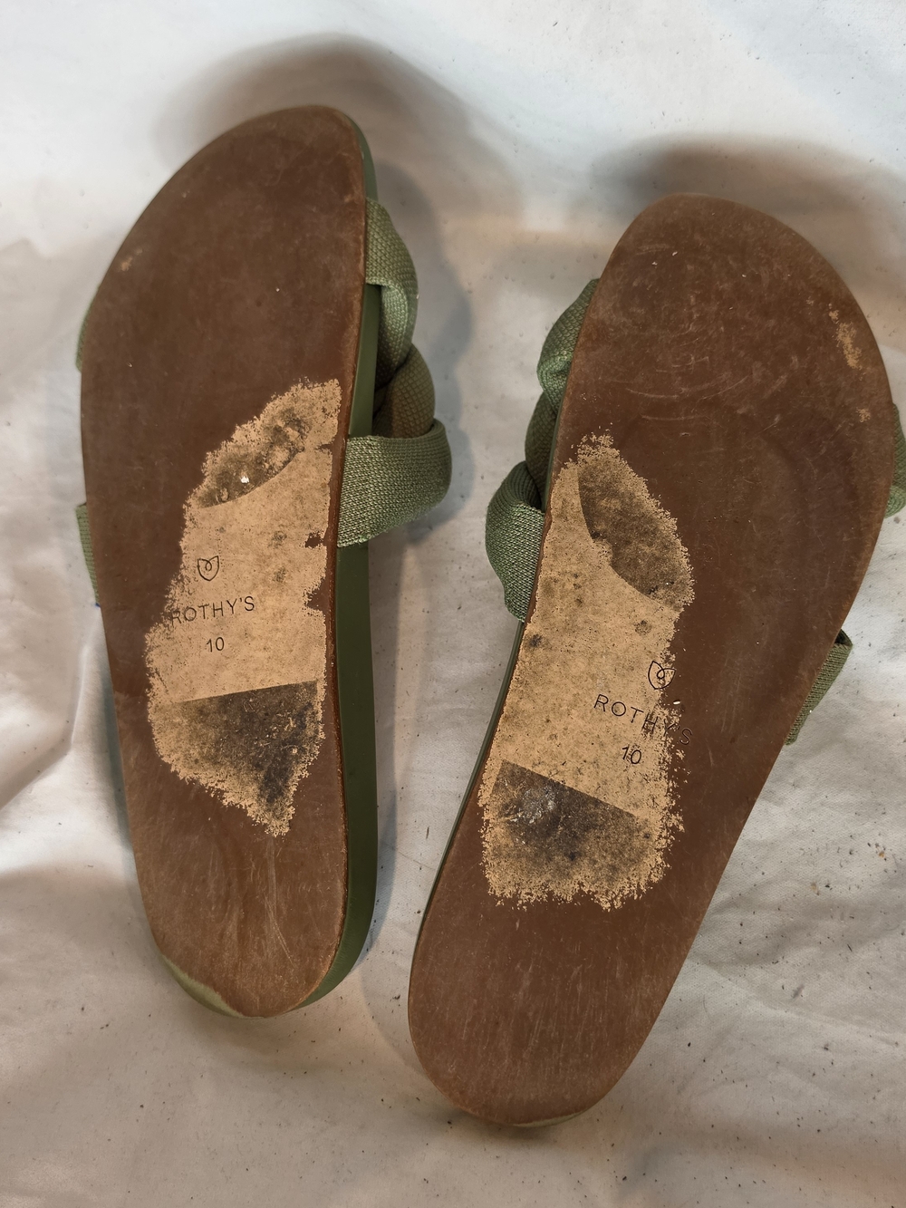 Rothy's Bubble Slide Sandals Size 10 Olive Green Braided - Picture 7 of 13